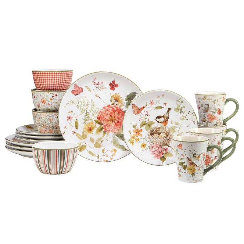 Nature's Song Ceramic Floral 16-Piece Dinnerware Set