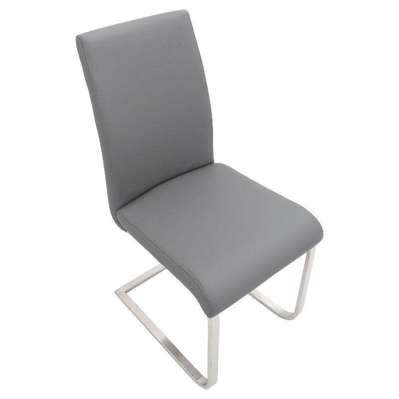 LumiSource Set of 2 Foster Contemporary Dining Chair Stainless Steel/Gray: Upholstered, Steel Frame, Floor Protectors