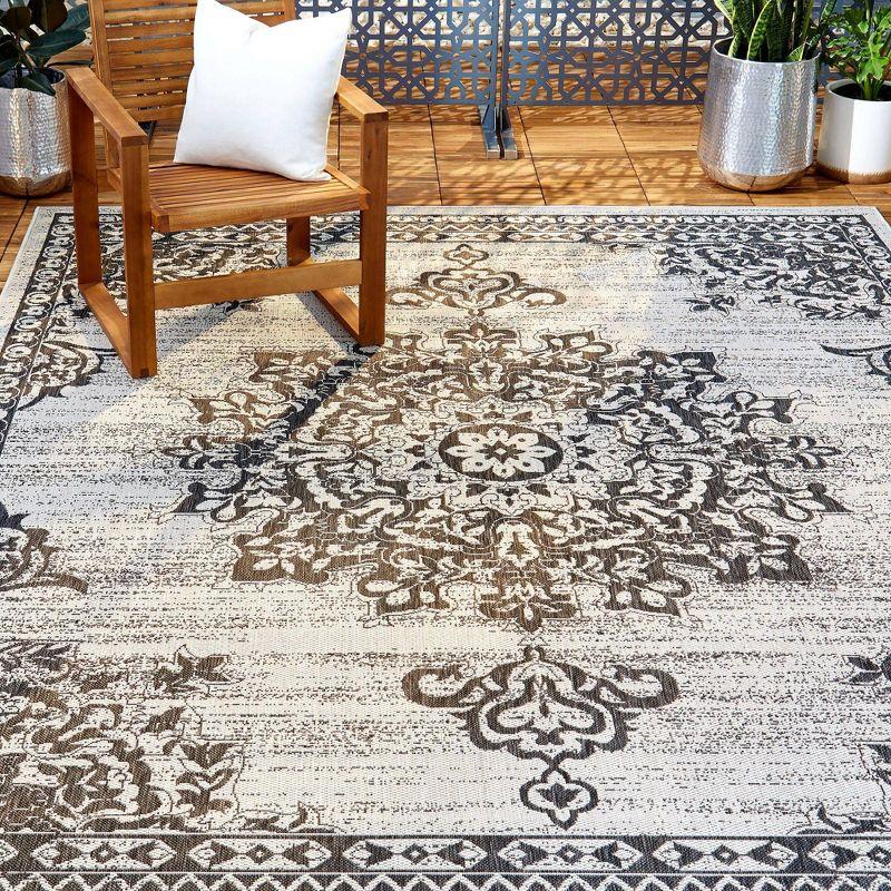 Nicole Miller Medallion Oriental Gray/Black Indoor/Outdoor Area Rug