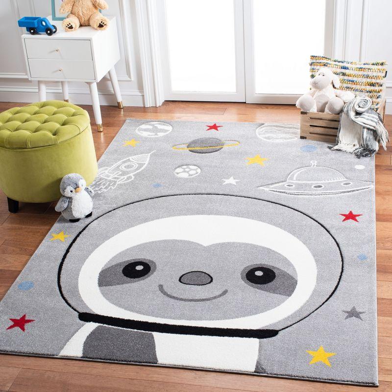 Slothy Space Explorer Hand-Knotted Kids' Gray Area Rug 3'3" x 5'3"