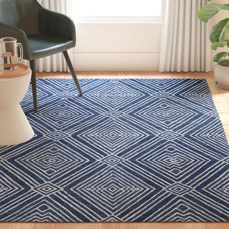 Micro-Loop MLP608 Hand Tufted Indoor Area Rug - Navy/Ivory - 5'x8' - Safavieh