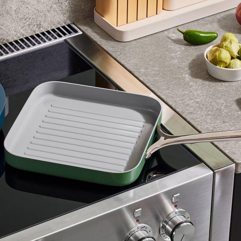 Caraway Home 11.02" Nonstick Square Grill Fry Pan Cream