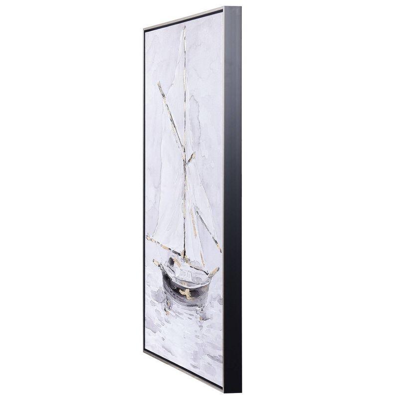 35"x24" Lifted Sail Hand Painted Framed Canvas Art Yellow - StyleCraft: Nautical Abstract Wall Decor