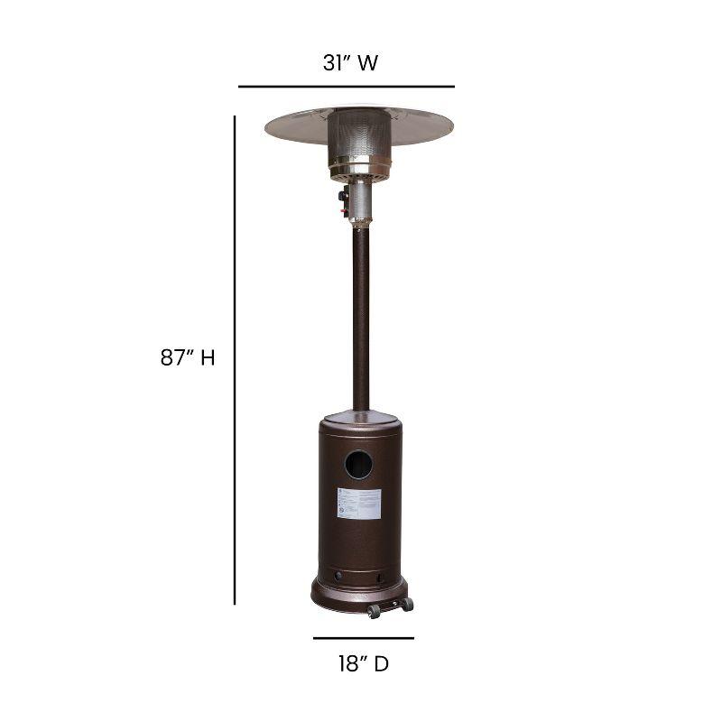 Flash Furniture Sol Patio Outdoor Heating-Stainless Steel 40,000 BTU Propane Heater with Wheels for Commercial & Residential Use-7.5 Feet Tall