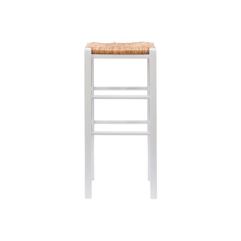 Set of 2 Gianna Backless Handwoven Rush Seat Barstools White - Linon: Solid Wood, 29" Height