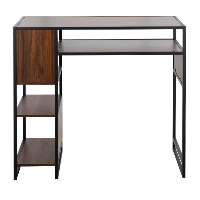 43" Display Rectangle Wood Bar Height Table Walnut/Black - Lumisource: Steel Frame, Multi-Use, 4 Shelves