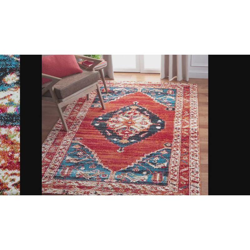 Antique Patina Red & Navy Hand-Knotted Area Rug - 2'3" x 6'
