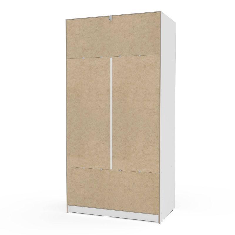 White Modern Clothing Armoire with Sliding Doors