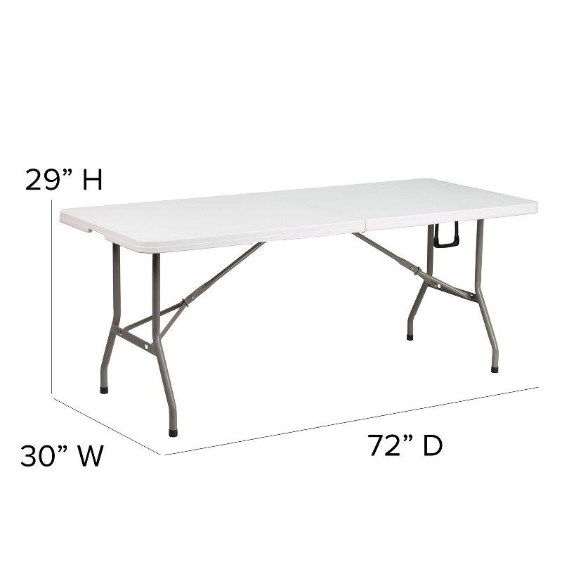 Gray 72-Inch Rectangular Folding Table with Powder-Coated Metal Legs