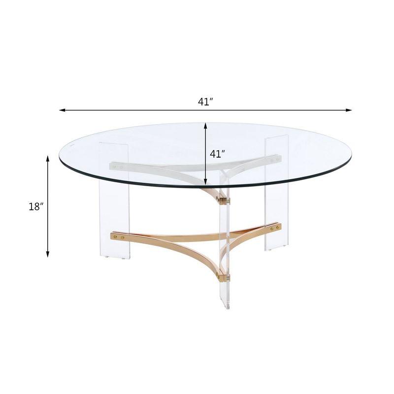 41" Sosi Coffee Table Gold Finish - Acme Furniture: Chic Acrylic Base, Clear Glass Top, No Assembly Required