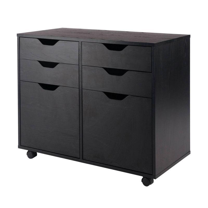Halifax 2 Sections Mobile Storage Cabinet Black - Winsome: Wheeled Organizer with Locking Casters