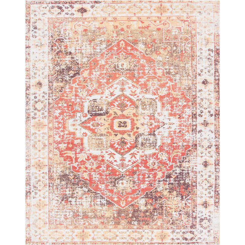 Ivory & Red Flat Woven Cotton Blend 8' x 10' Area Rug