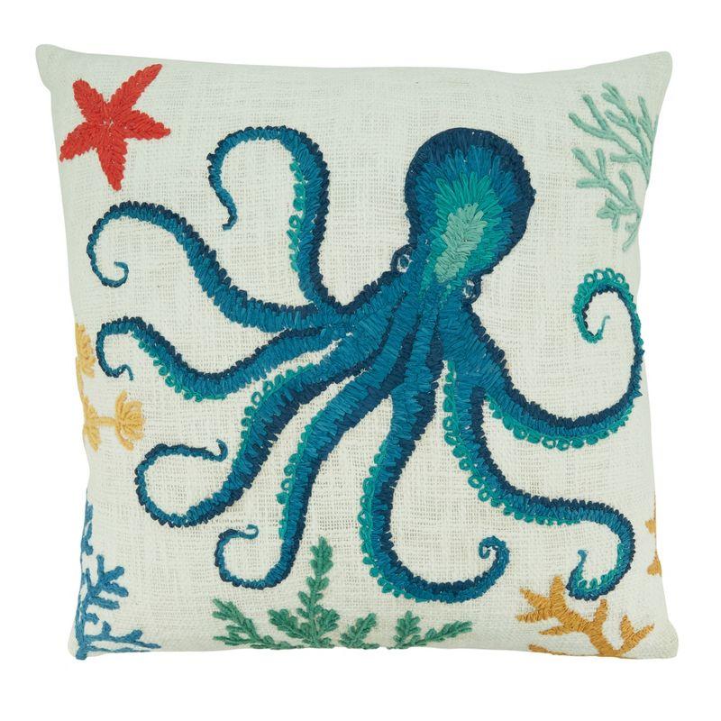 Saro Lifestyle Octopus  Decorative Pillow Cover, Multicolored, 20"