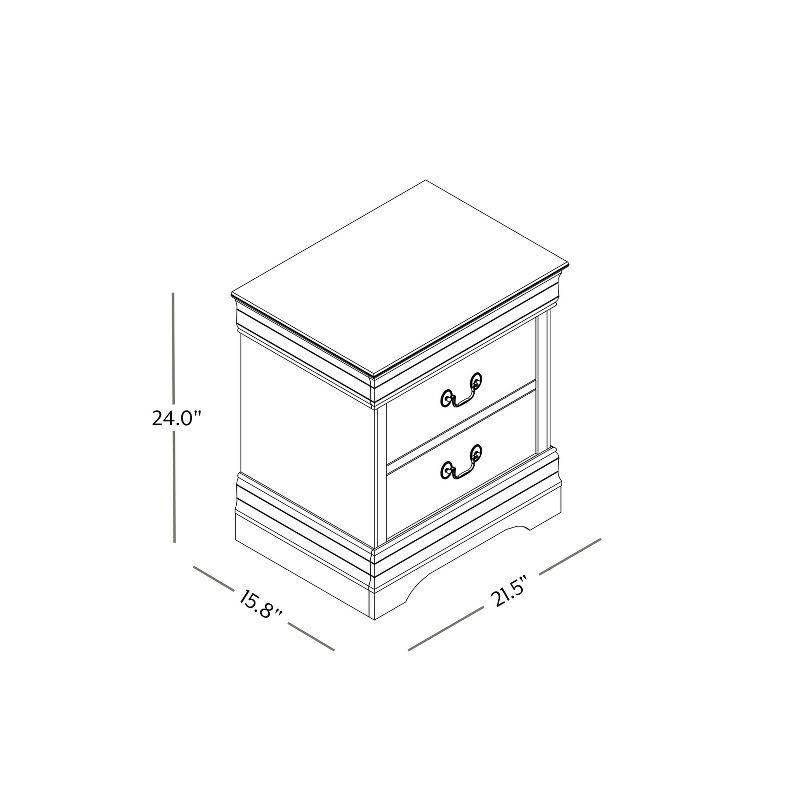 Ireton Sophisticated 2-Drawer Gray Nightstand with Louis Philippe Details