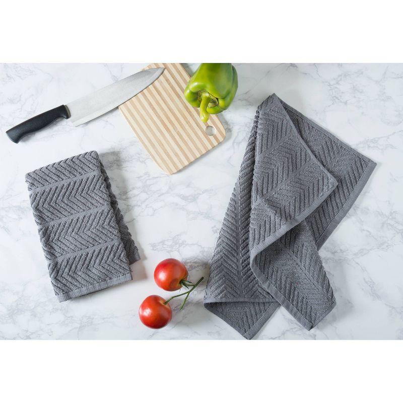 4pk Cotton Chevron Luxury Barmop Towels Gray - Design Imports