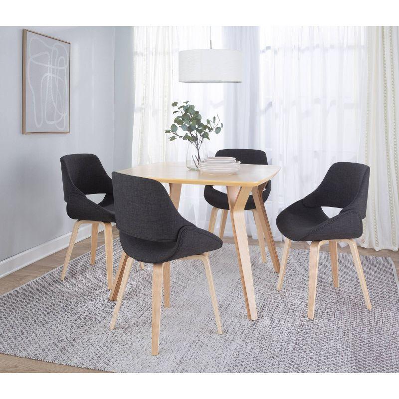 Set of 2 Fabrico Dining Chairs Natural/Charcoal: LumiSource, Upholstered Bent Wood Legs, Scandinavian Style