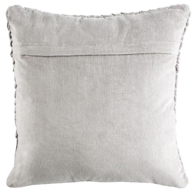 Contemporary Gray Pleated Cotton 20" Decorative Pillow