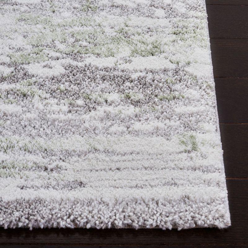 Gray Abstract Hand-Knotted Stain-Resistant Runner Rug