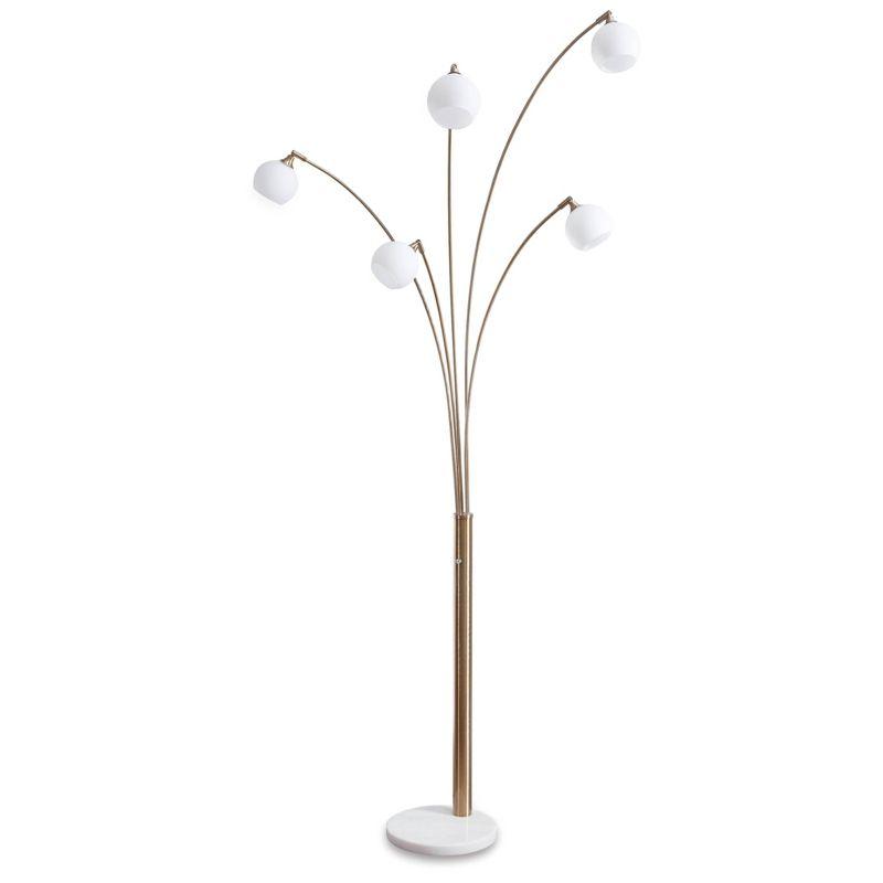 Signature Design by Ashley Taliya Arc Floor Lamp White/Metallic: Contemporary 5-Head, Dimmable, Marble Base