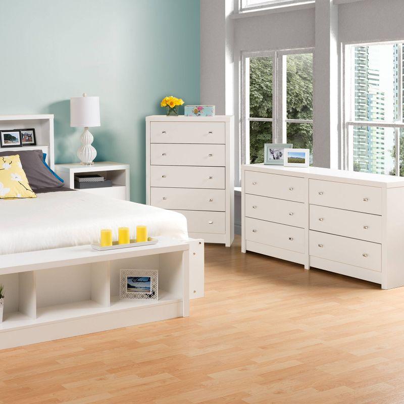 Calla 6 Drawer Dresser White - Prepac: Chic Cosmopolitan Style, Pure Laminate Finish, Metal Knobs