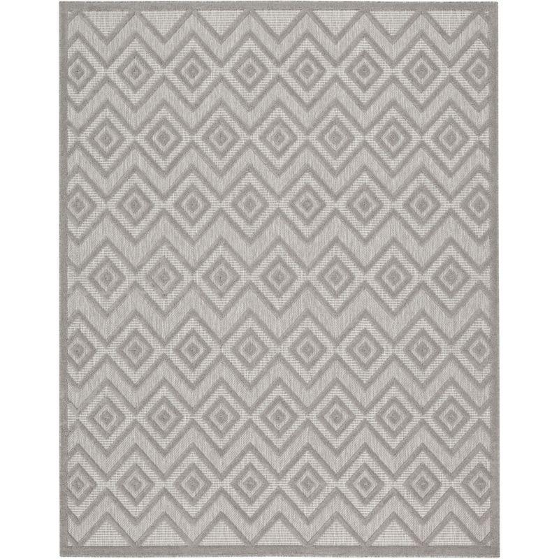 Silver Grey Diamond Flatweave Indoor Outdoor Area Rug 7' x 10'