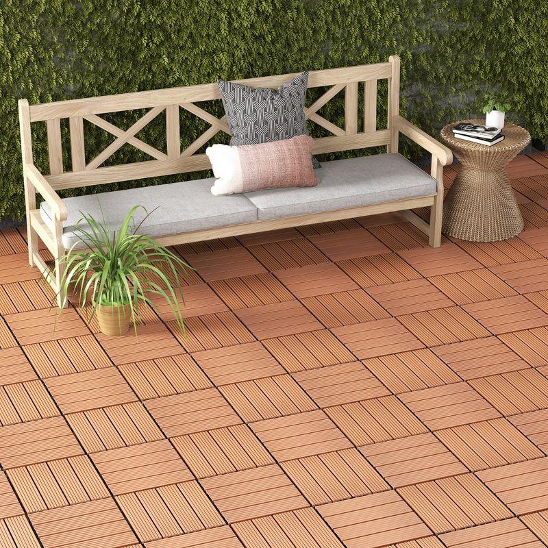 Tangkula 18PCS Interlocking Deck Tiles 12" x 12" Waterproof All Weather Flooring Covering