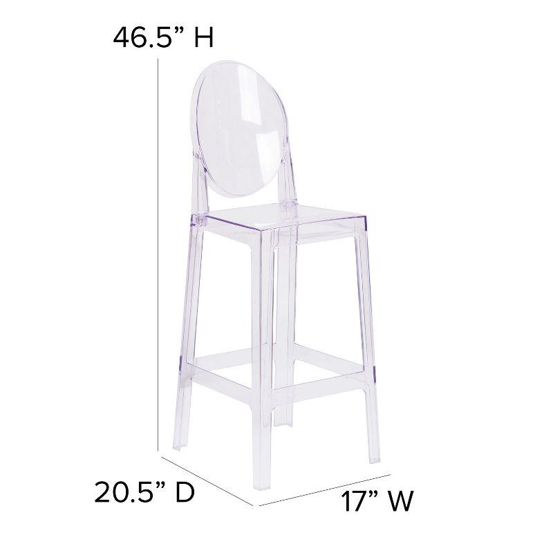 Flash Furniture Ghost Barstool with Oval Back in Transparent Crystal