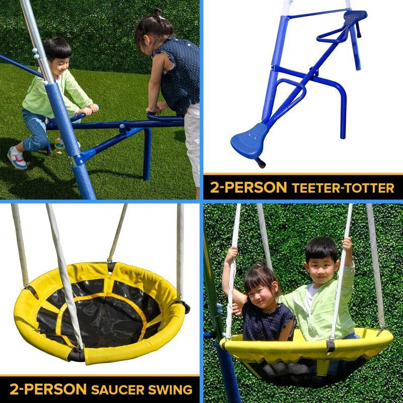 Sportspower Taylor Galvanized Metal with Blow Molded Standing Swing and Teeter Totter Saucer Swing Set