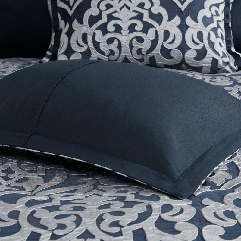 Navy and Silver King Microfiber 8-Piece Comforter Set