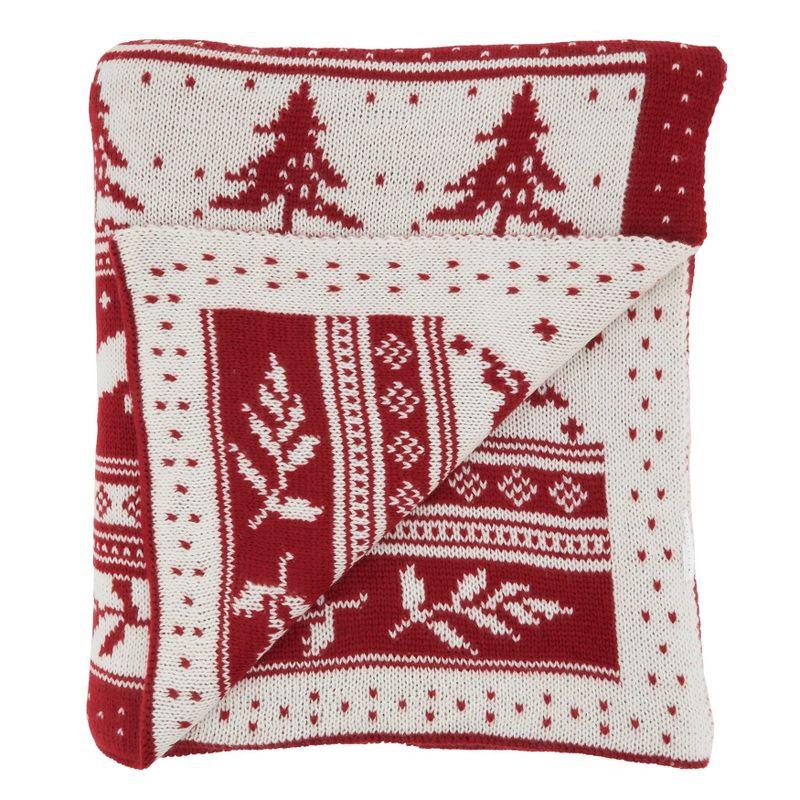 50"x60" Christmas Sweater Design Throw Blanket Red - Saro Lifestyle