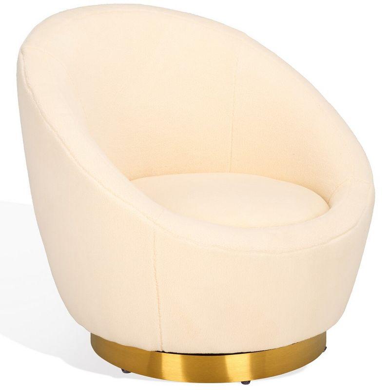 Pippa Faux Shearling Swivel Chair - Ivory/Gold - Safavieh