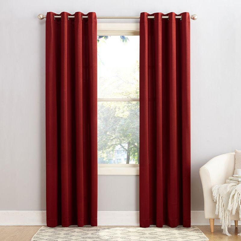 54"x63" Sun Zero Room Darkening Seymour Grommet Curtain Panel Brick Red: Modern Thermal Insulated, Energy Efficient