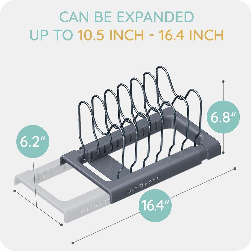 Expandable Gray Metal Pot and Pan Organizer Rack