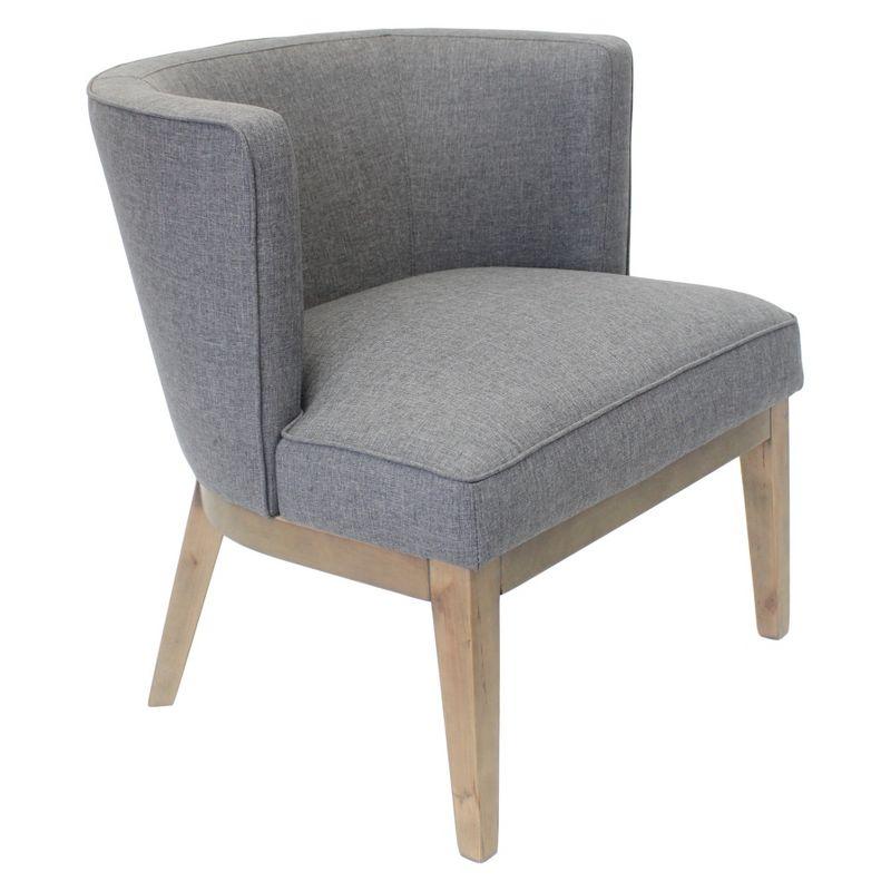 Elegant Slate Gray Barrel Accent Chair in Velvet and Wood