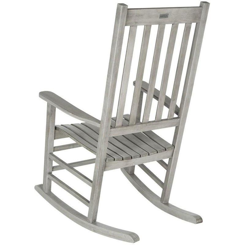 Contemporary Gray Acacia Wood Rocking Chair with Arms