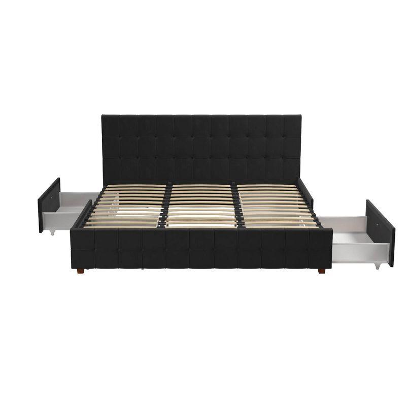 Elizabeth Tufted Upholstered Low Profile Storage Platform Bed
