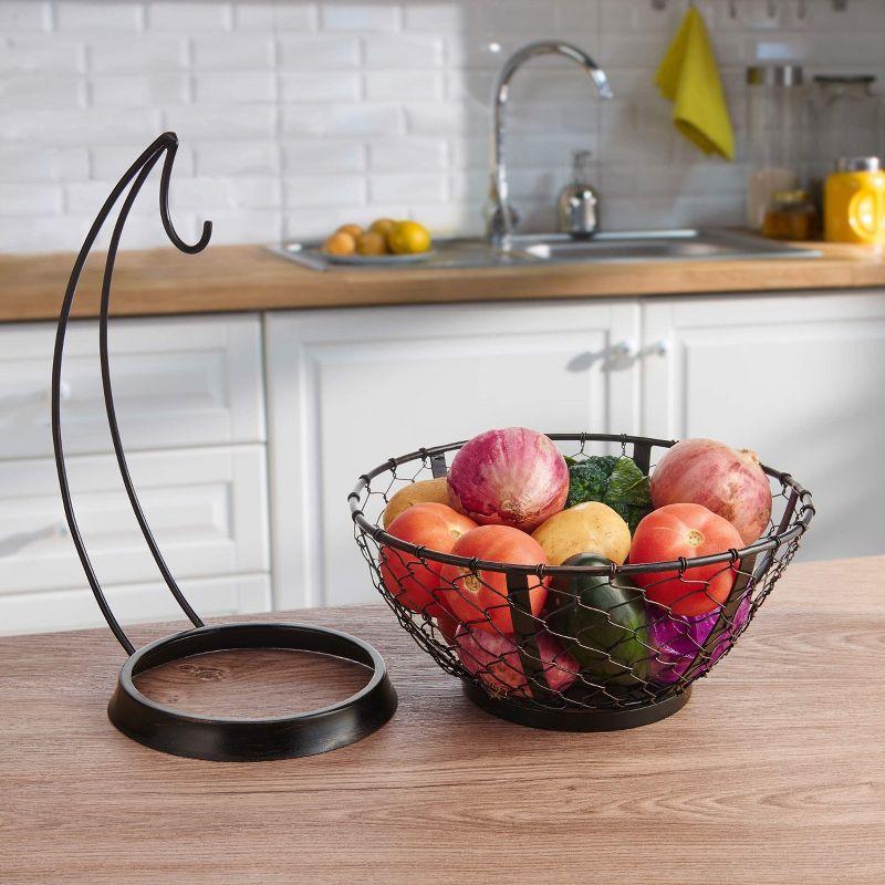 Black Iron Circular Fruit Basket with Banana Hook