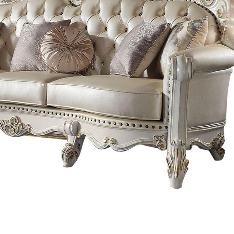 113" Vendome Sofa Champagne Synthetic Leather and Antique Pearl Finish - Acme Furniture