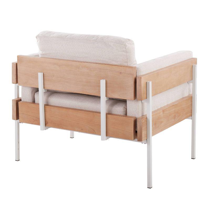 Kari Accent Chair White/Natural/Cream - LumiSource: Upholstered Polyester, Steel Frame, Removable Cushions