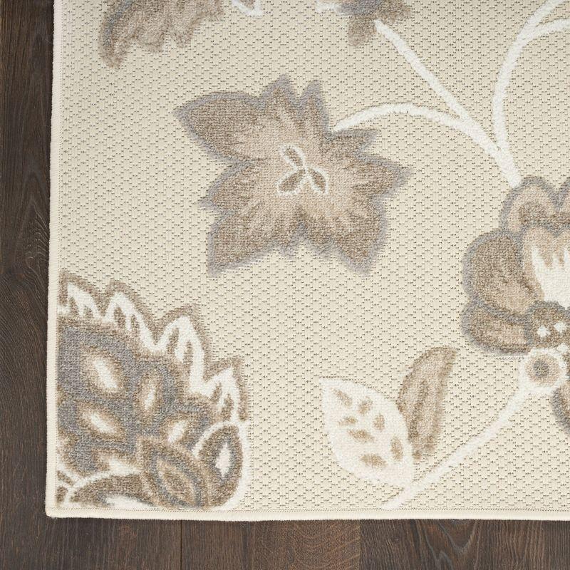 Nourison Aloha Floral Farmhouse Flatweave High-Low Indoor Outdoor Area Rug Beige 2'8" x 4'