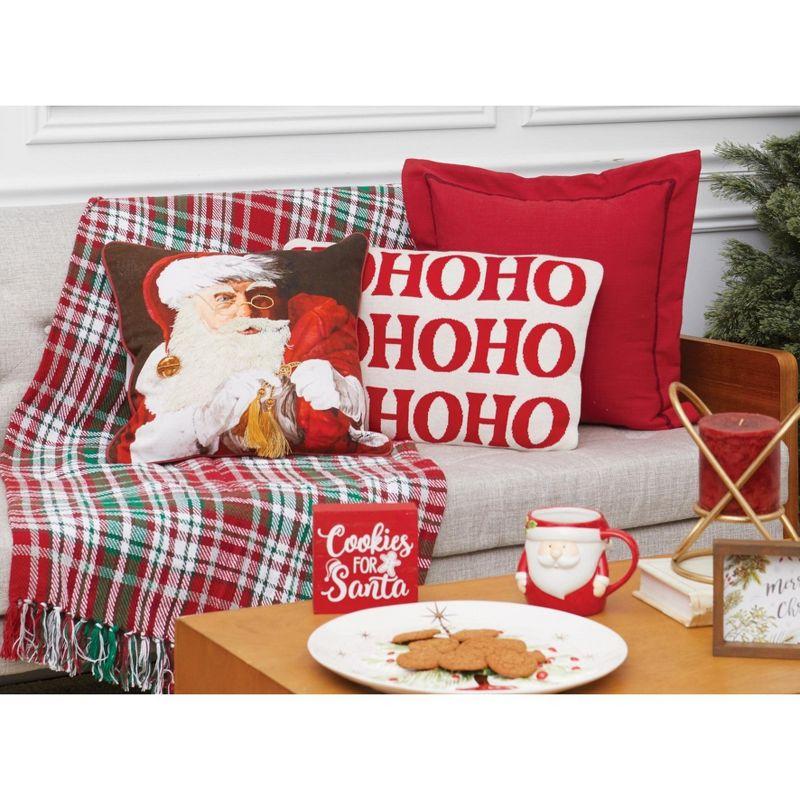 Ho Ho Ho Reversible Knitted Throw Pillow