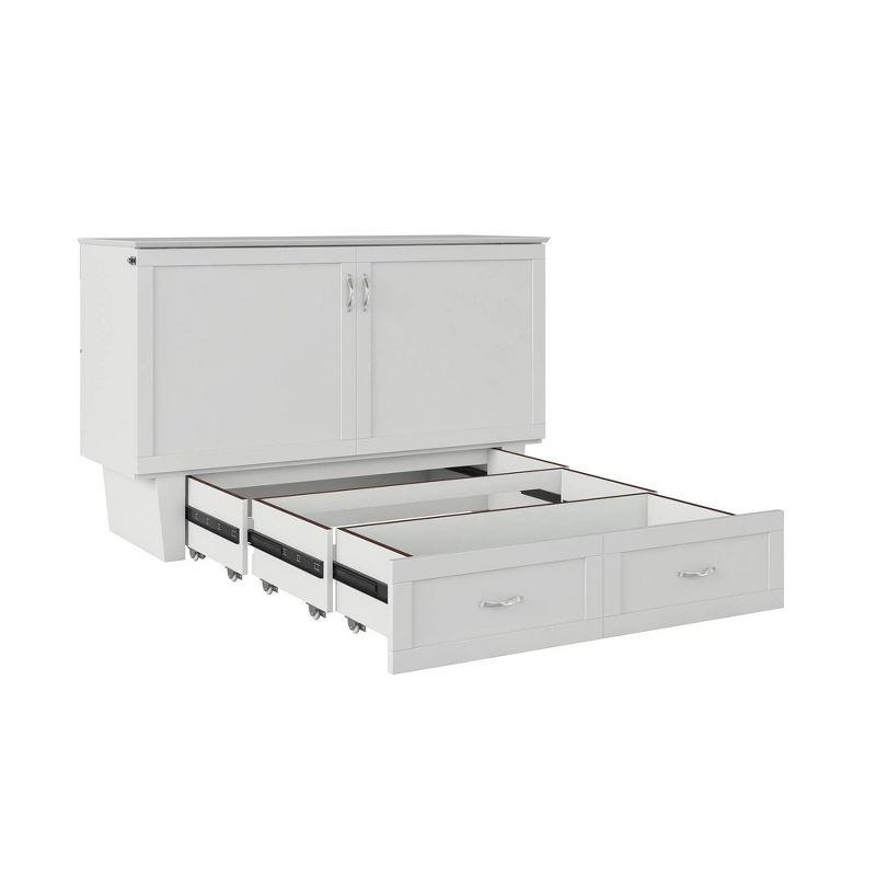 Queen-Sized Monroe Murphy Bed Chest with Single Drawer in White