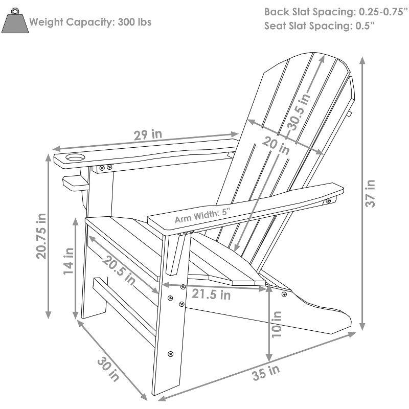 Turquoise and Black HDPE Outdoor Adirondack Chair with Cup Holder