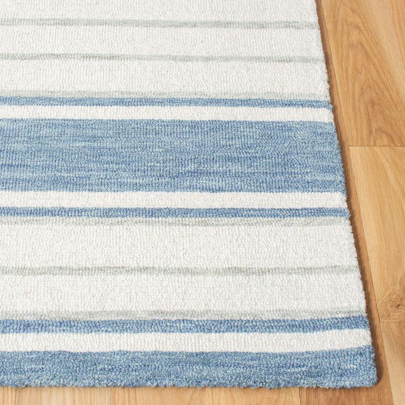 Handmade Blue and White Wool Square Area Rug