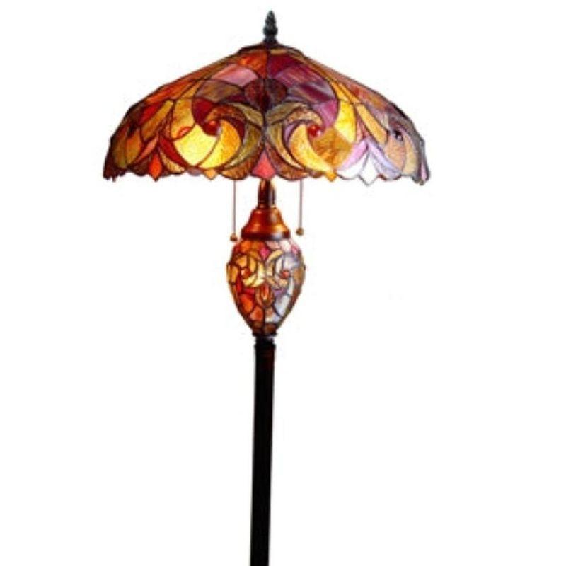 Chloe Lighting Liaison Tiffany-Style 3 Light Victorian Double Lit Floor Lamp 18" Shade
