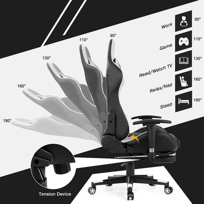 Costway Massage Gaming Chair Reclining Swivel Racing Office Chair with Footrest White