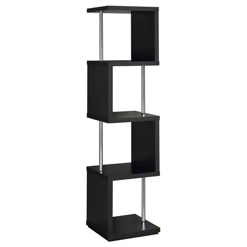 Baxter 4 Shelf Zig Zag Bookcase with Chrome Details - Coaster