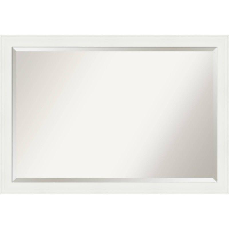 Vanity White Rectangular Beveled Wall Mirror