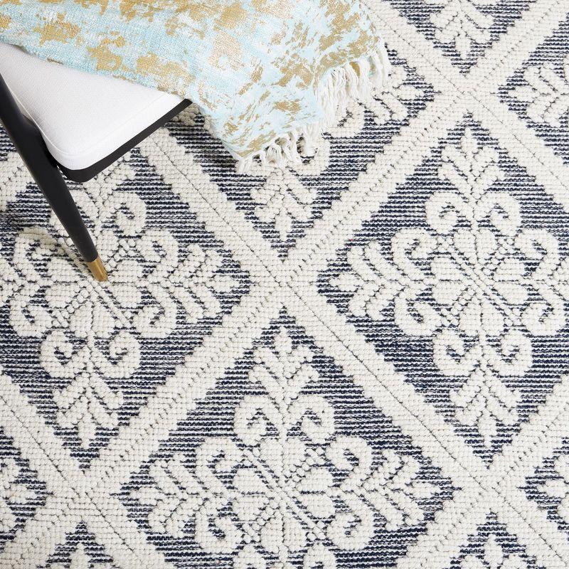 Vermont VRM306 Hand Woven Indoor Area Rug - Ivory/Navy - 6'x6' - Safavieh