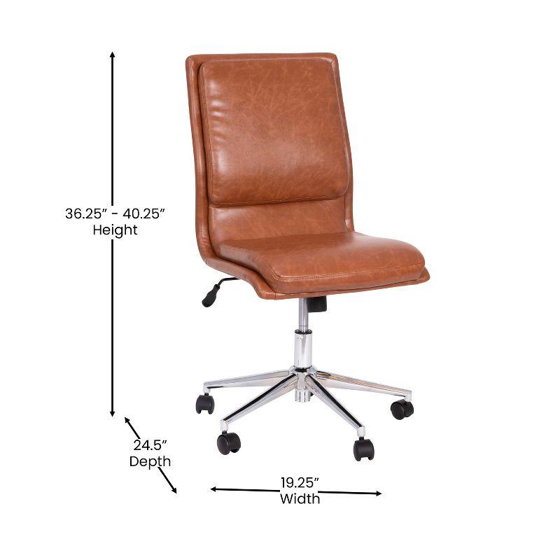 Flash Furniture Madigan Mid-Back Armless Swivel Task Office Chair with Upholstery and Adjustable Metal Base